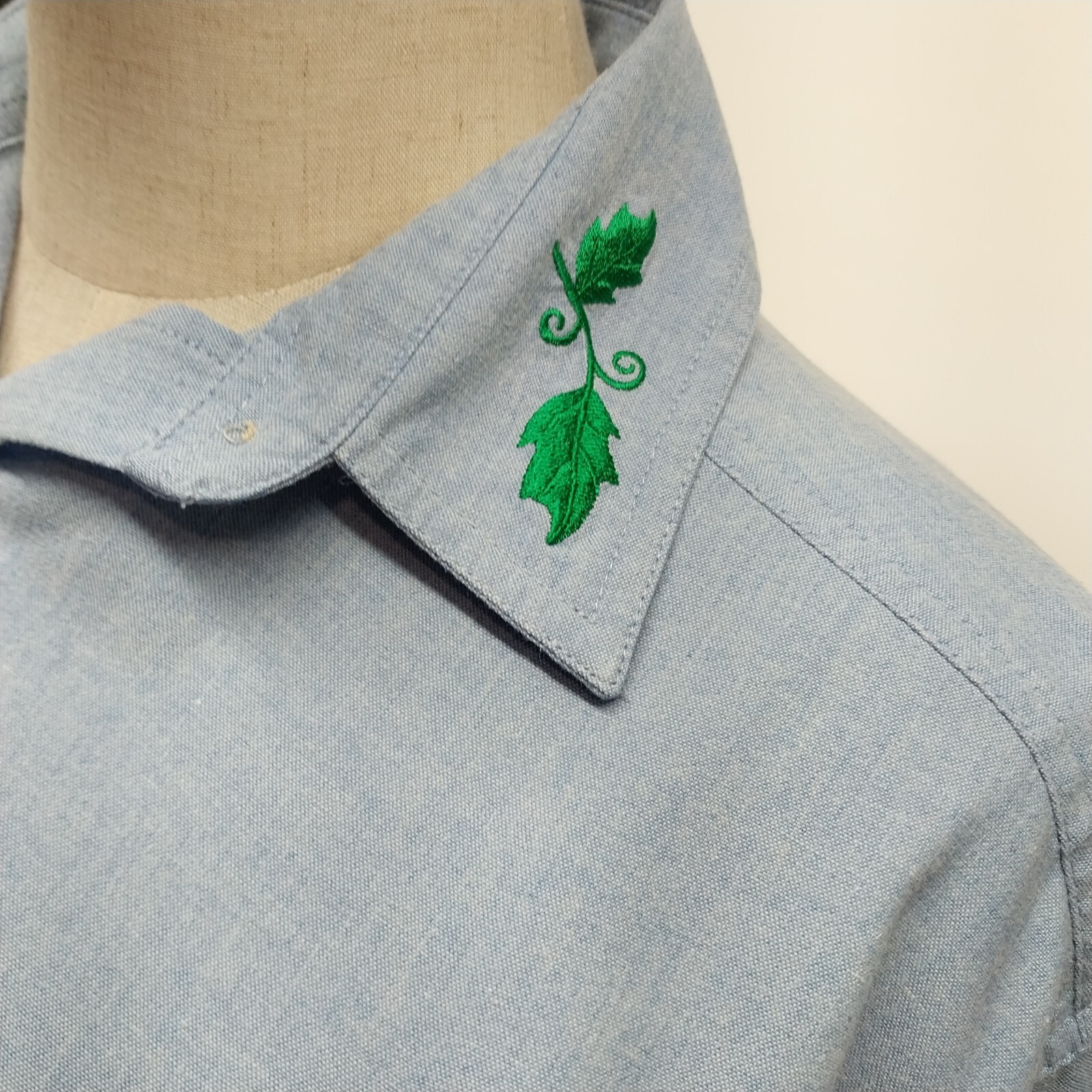 Falls Creek Halloween Shirt Small Chambray Pumpkin Applique Autumn Harvest