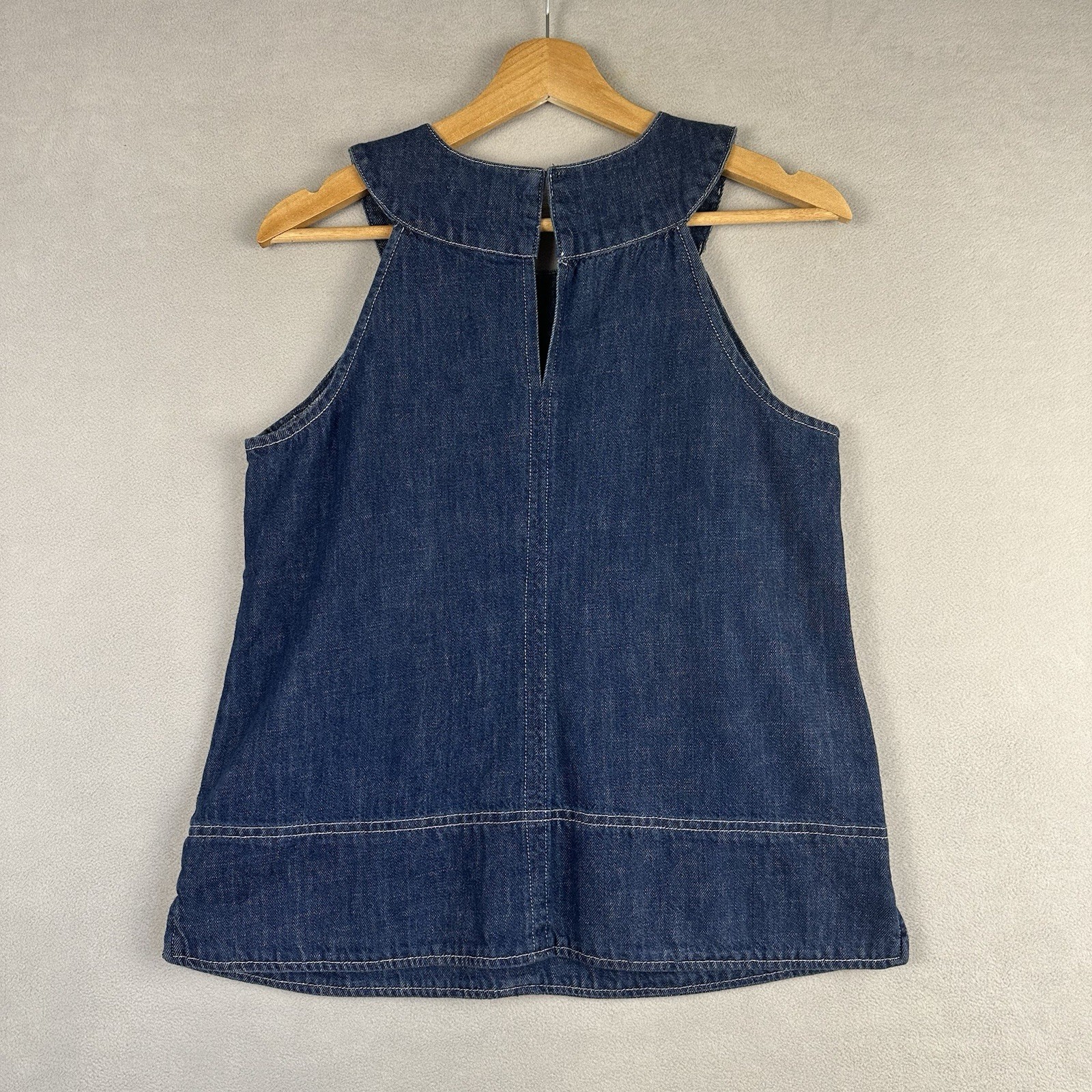 Free Assembly Sleeveless Denim Top Women’s XS Blue Dark Wash Round Neck Western