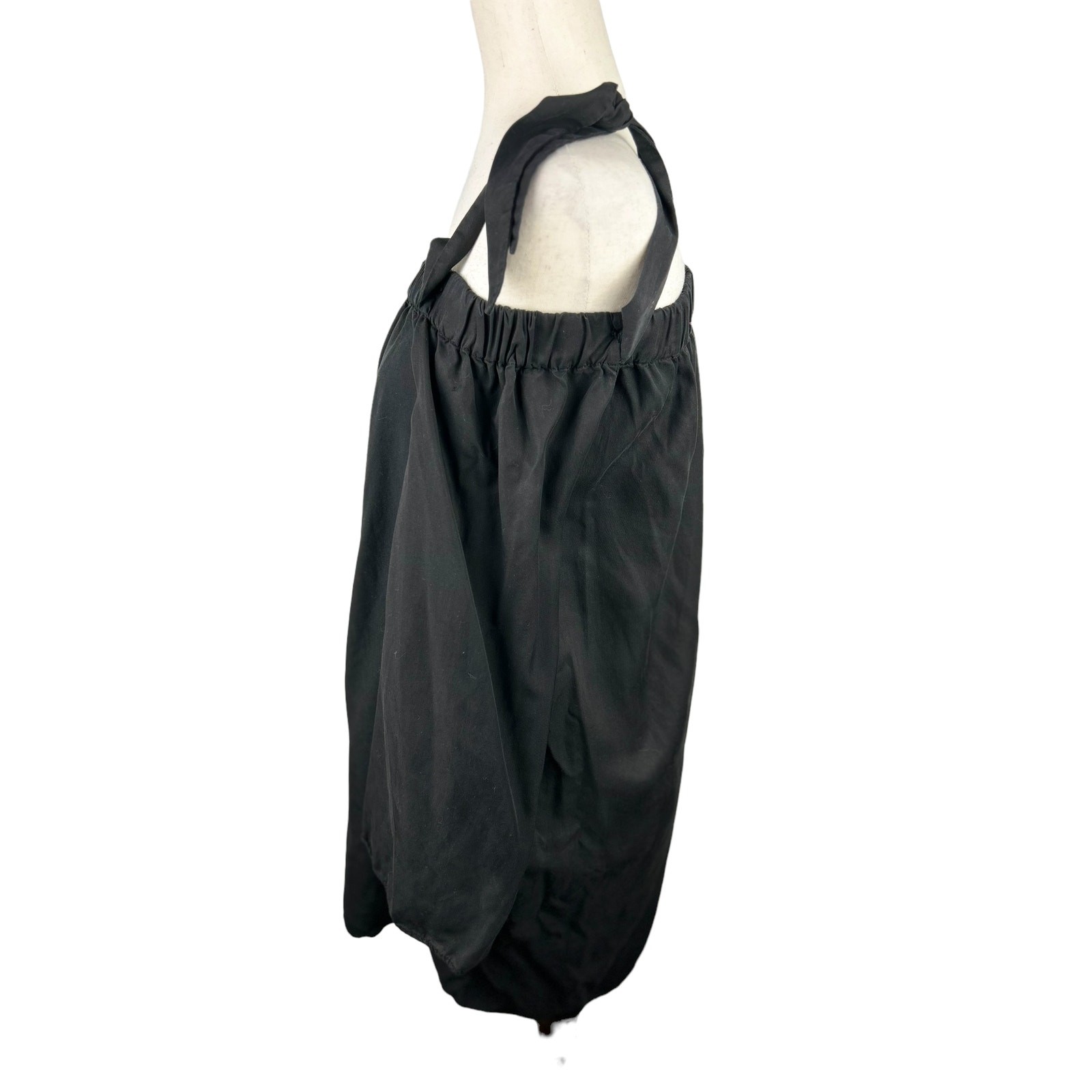 Zara Basic Z1975 Denim Black Cold Shoulder Tie Strap Blouse Size M EUC