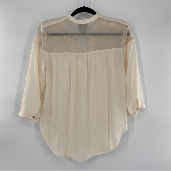 Maeve Anthroplogie Woman’s Size 2 XS 3/4 – Long Sleeve Cream 1/2 Button Blouse