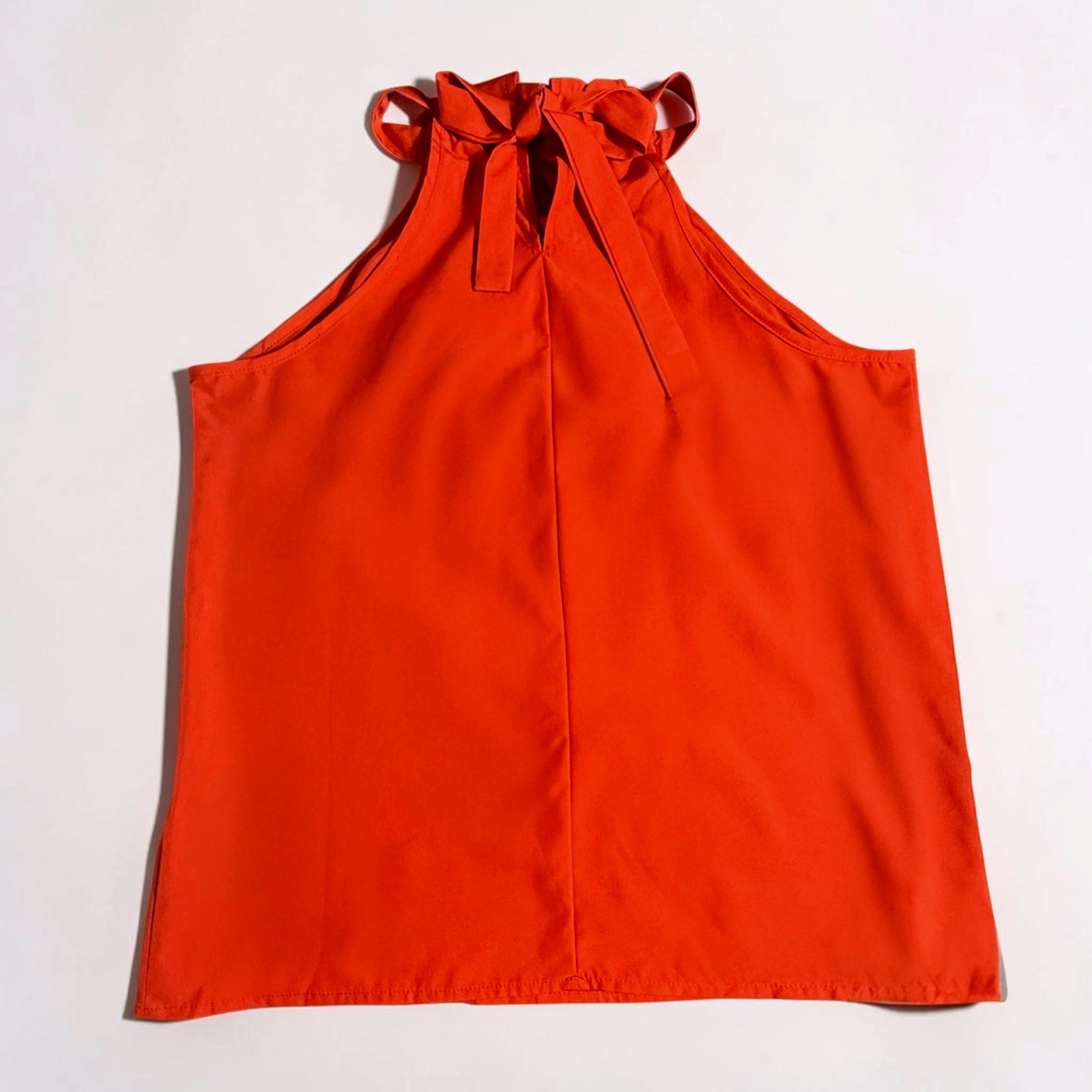 SHEIN Womens Red/Orange Halter Neck Ruffle Tie Back Blouse Top Size L S18298202