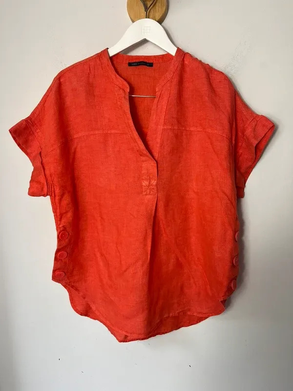 Marks and Spencer orange 100% linen blouse oversized uk 10