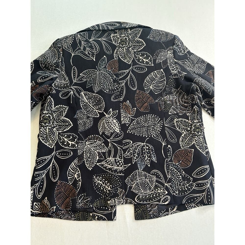 Draper’s and Damon’s Open Front Jacket Black Multicolor Lined Sz 8 Embroidered