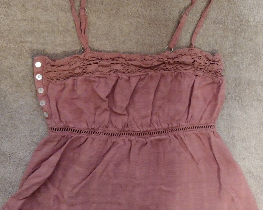 Eyeshadow Tank Top Size Small Rose Pink Adjustable Spaghetti Strap Rayon Boho