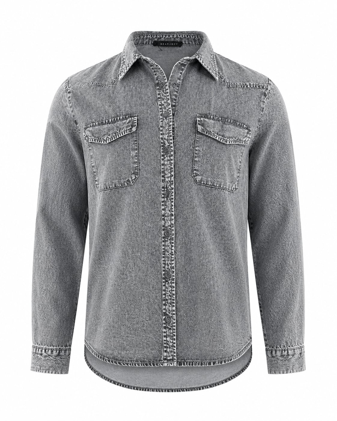 Jane + Delancey Grey Acid Wash 100% Lyocell Western Button Down Shirt 90s
