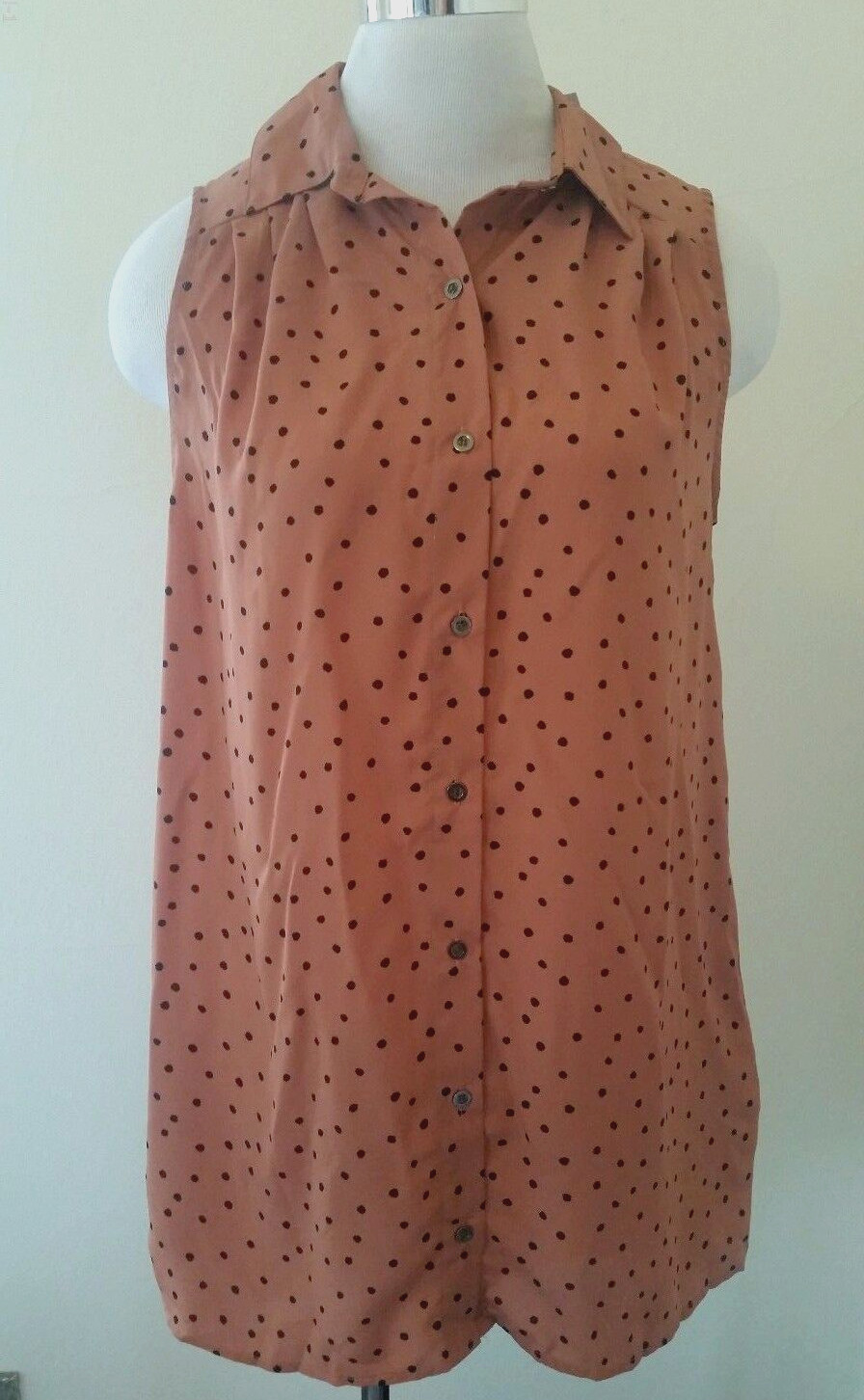 Minkpink Tunic Blouse Top Women’s Small Sleeveless Polka Dot Button Front Nice