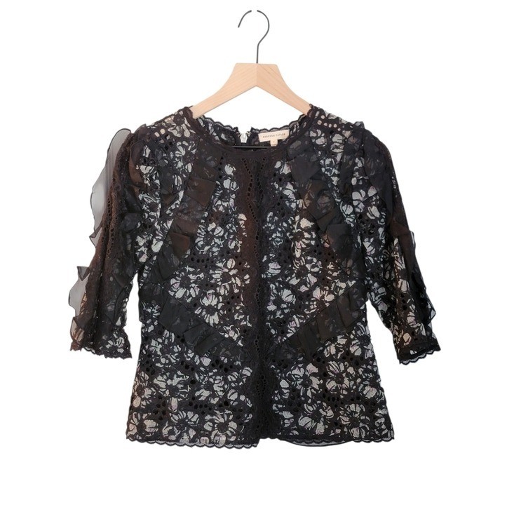 Rebecca Taylor Black Lace Top Size 4