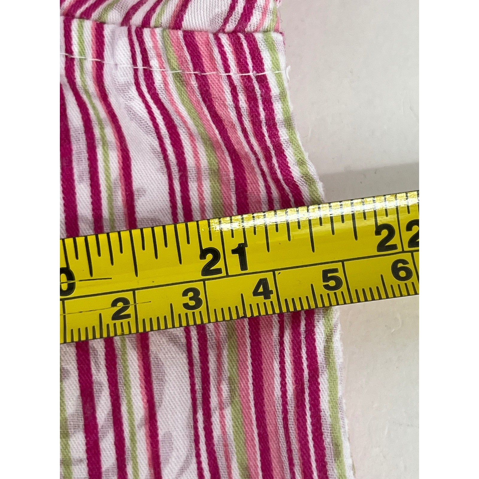Breckenridge Striped Button-Up Shirt Pink White 3/4 Sleeve Career Casual Sz M