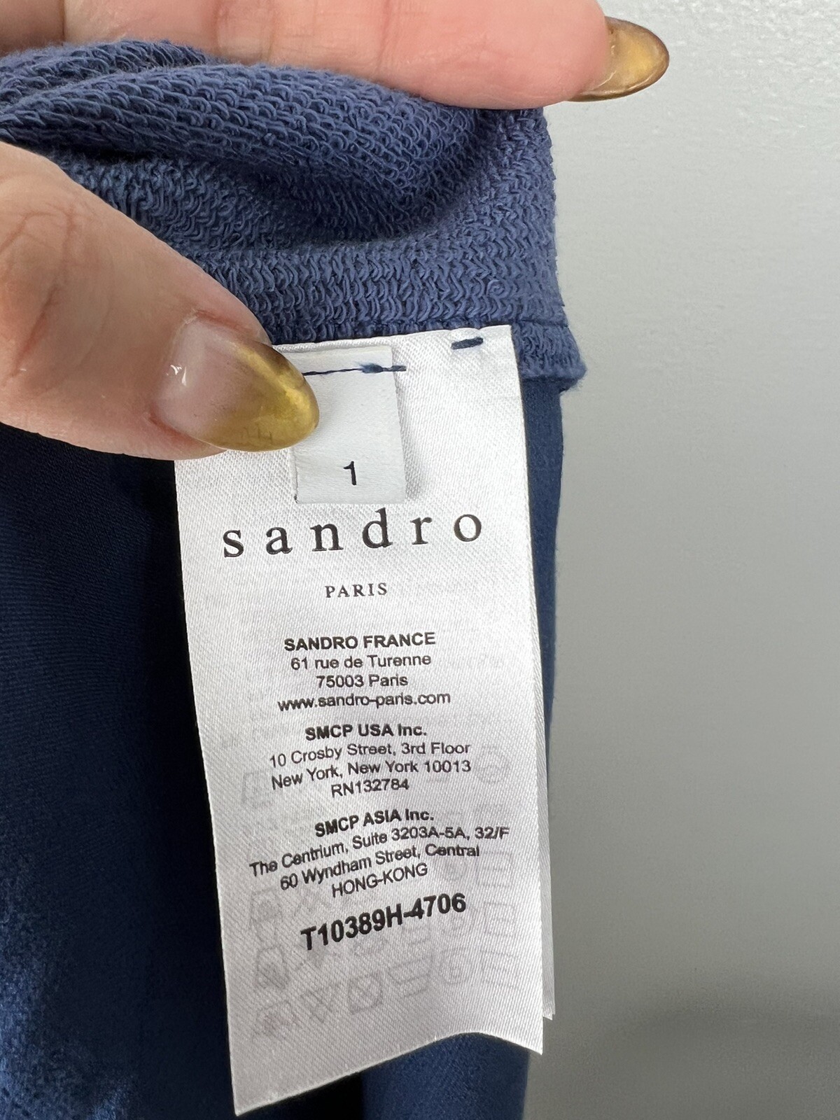 NEW Sandro Paris Blue Satin Sweatshirt Top Size 1 S Jude Long Sleeve Jersey