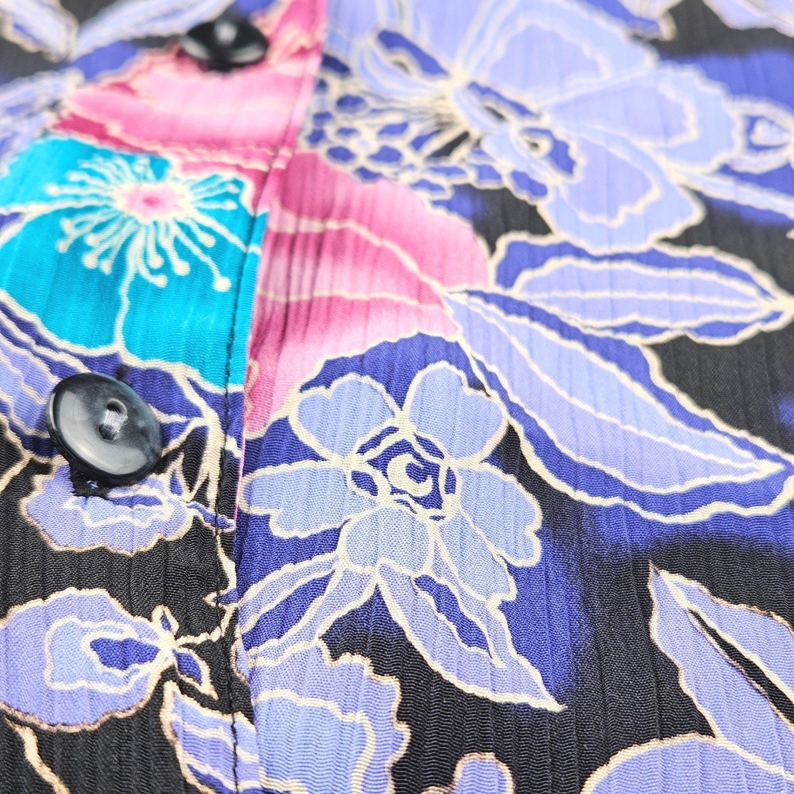Allison Daley Vintage 80s 90s Floral Button Up Blouse Purple Pink Teal Plus 18