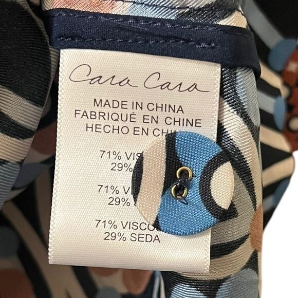 Cara Cara Top Venezia Printed Silk-Twill Blouse Button Shirt Jacket Sz XS