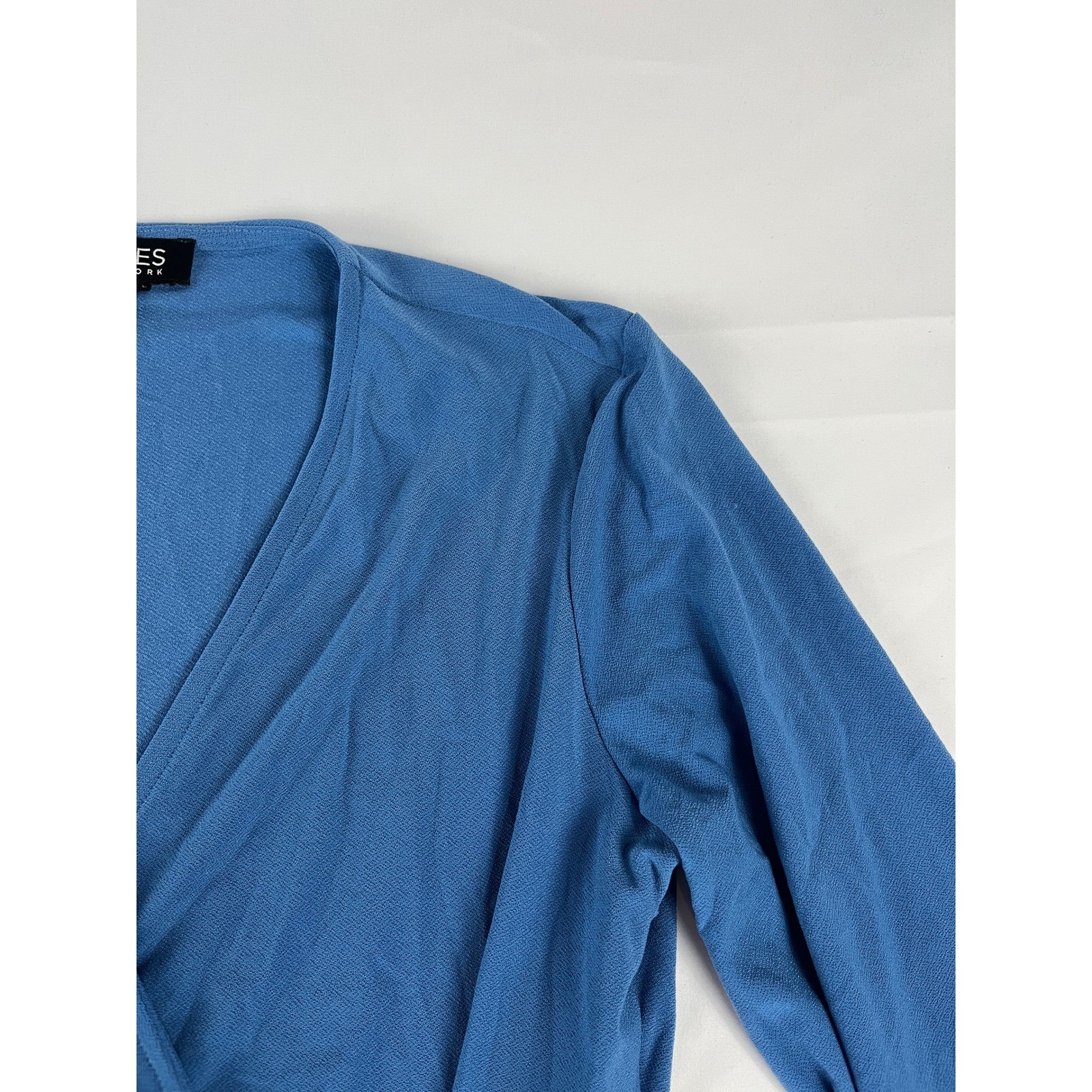 Jones New York Blue Lagoon Wrap Front Draped Accent Ring Top PS