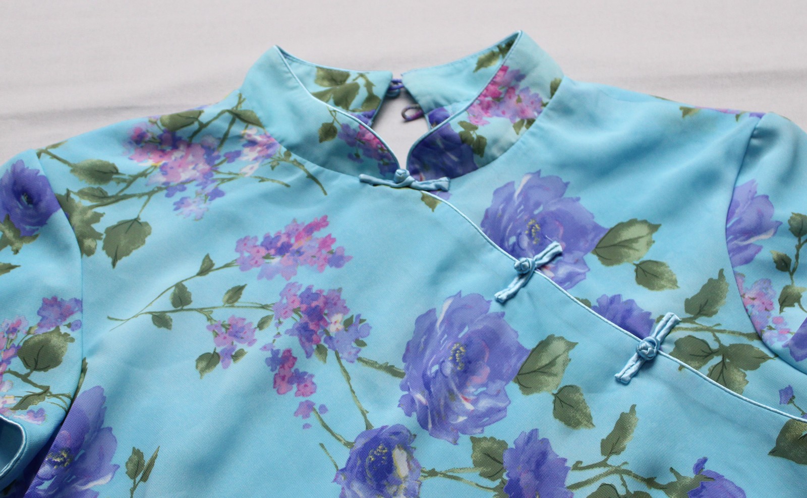 Studio I Women’s Short Sleeve Floral Print Lined Blouse AC2 Blue Multi Size: 16