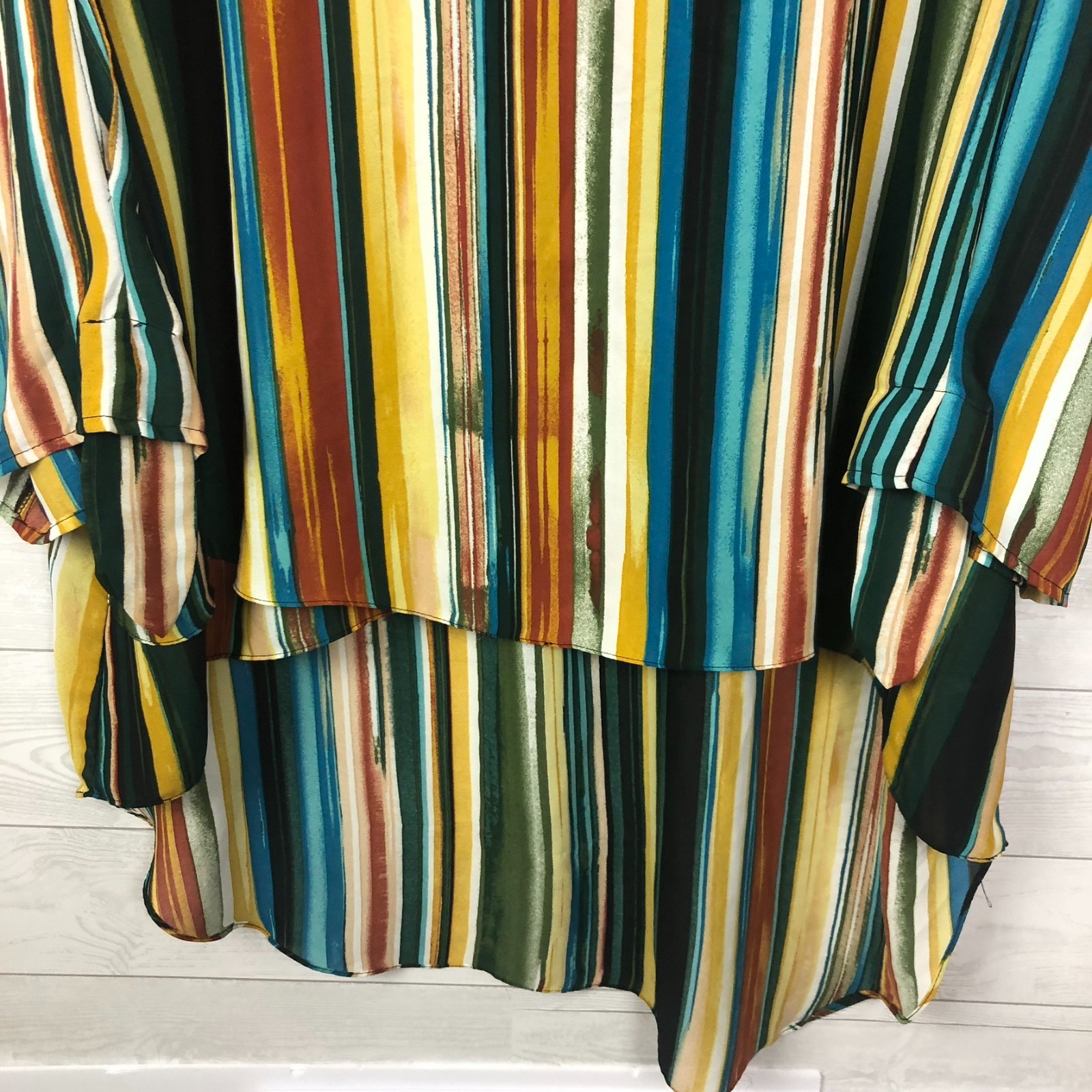 Cato Women’s Size 26/28W Striped High Low Blouse Dolman Sleeve V Neck Shirt