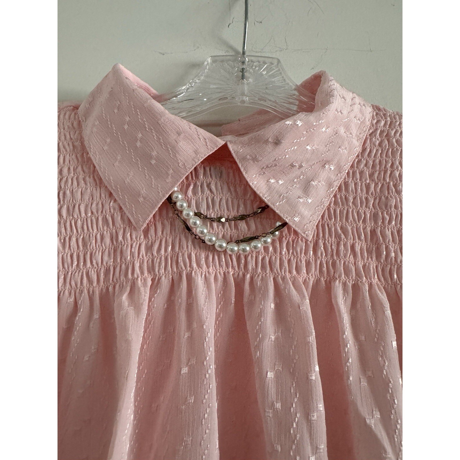 NILANI NWT Vintage Woman’s Pink Diamond Embroidered JewelryCollar Blouse-Size 10