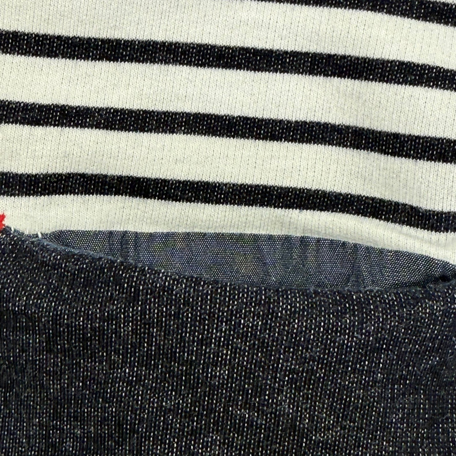 Persodea Womens Striped Top L Black White Block Colorblock 3/4 Sleeve Pockets