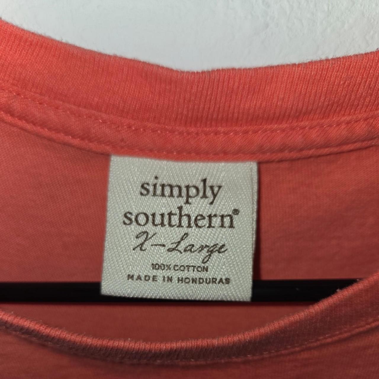 Simply Southern Happy Camper Graphic Tee Coral Orange Pink Cotton XL Womens