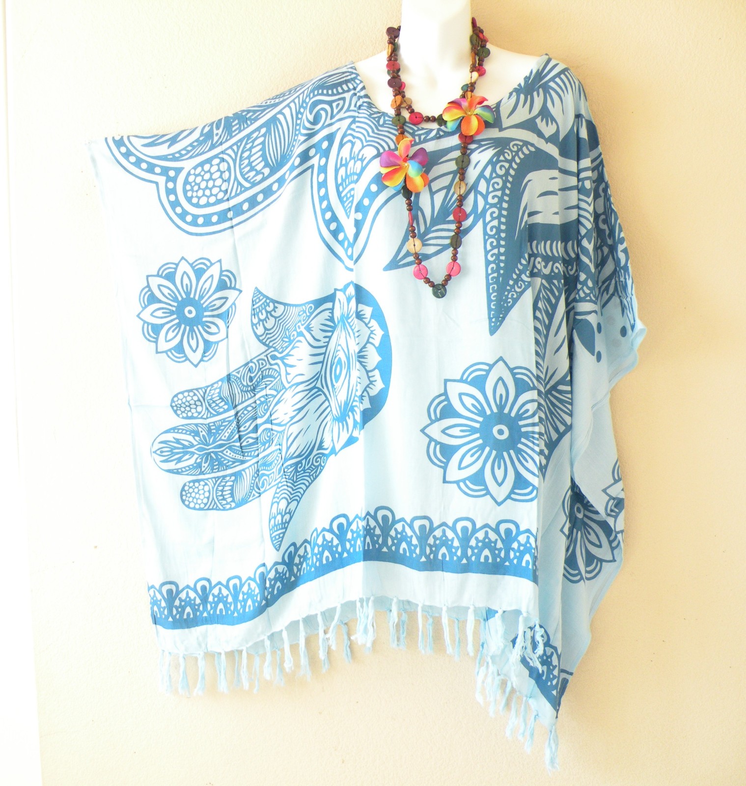 KG111 Abstract Batik Women Plus Kaftan Poncho Tunic Women Blouse Top up to 5X