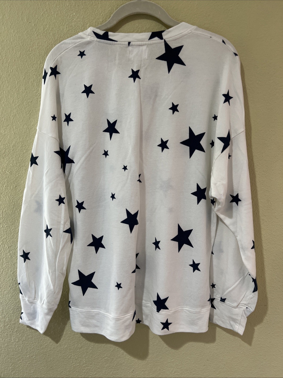 Sundry Top Sz 2 US M/L Navy White Star Celestial Long Sleeve Casual Beachy w3