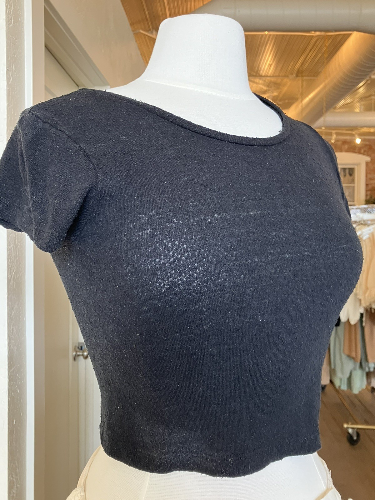 Ozma Raw Silk Lou Tee in Black SMALL