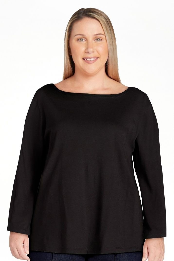 Free Assembly Women’s Long Sleeve Drop Shoulder Tee SIZE LARGE BLACK NIP