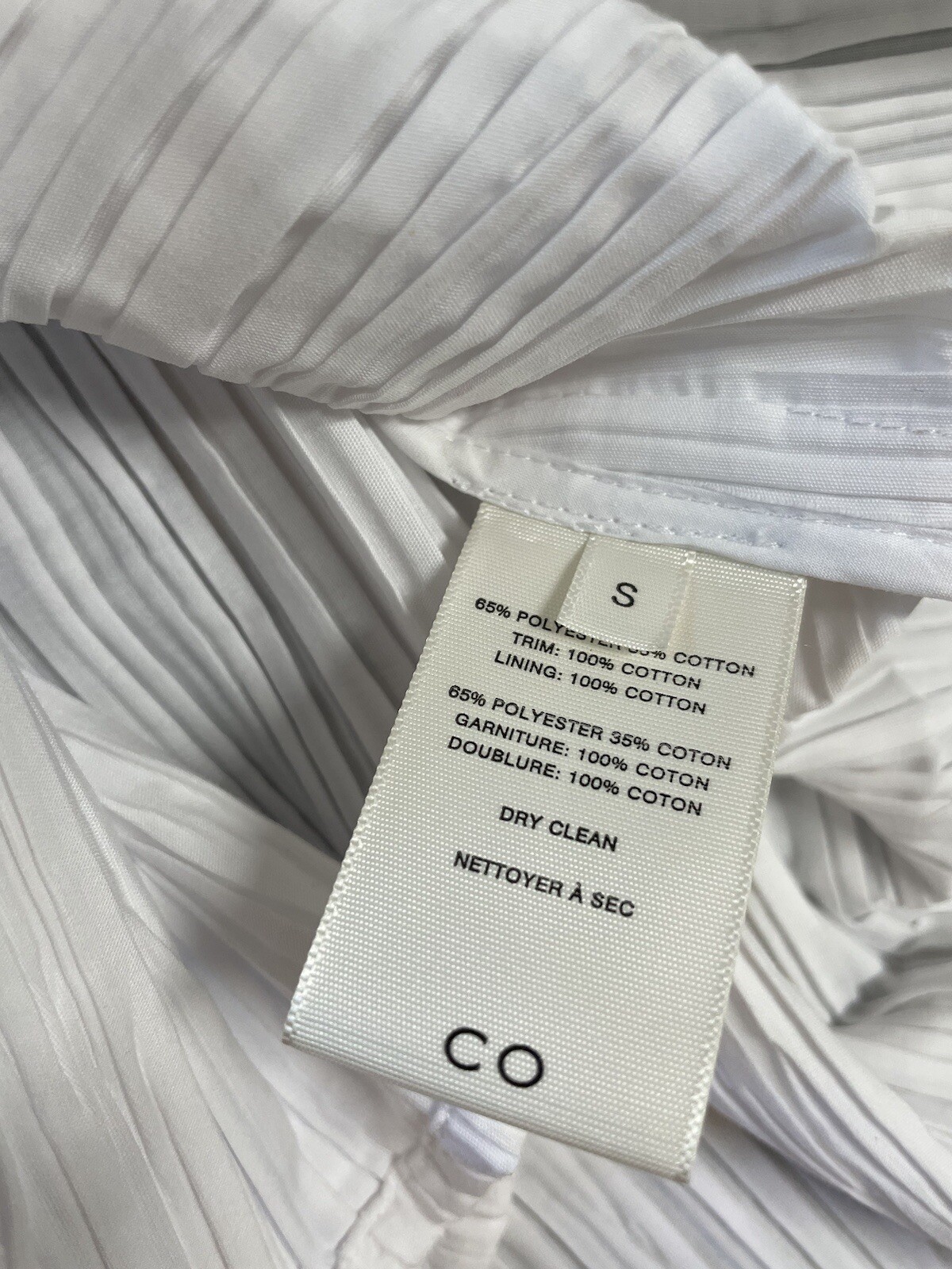 NWT CO White Tiered Plisse Pleated Button Down Shirt Smocked Oversized Small HTF