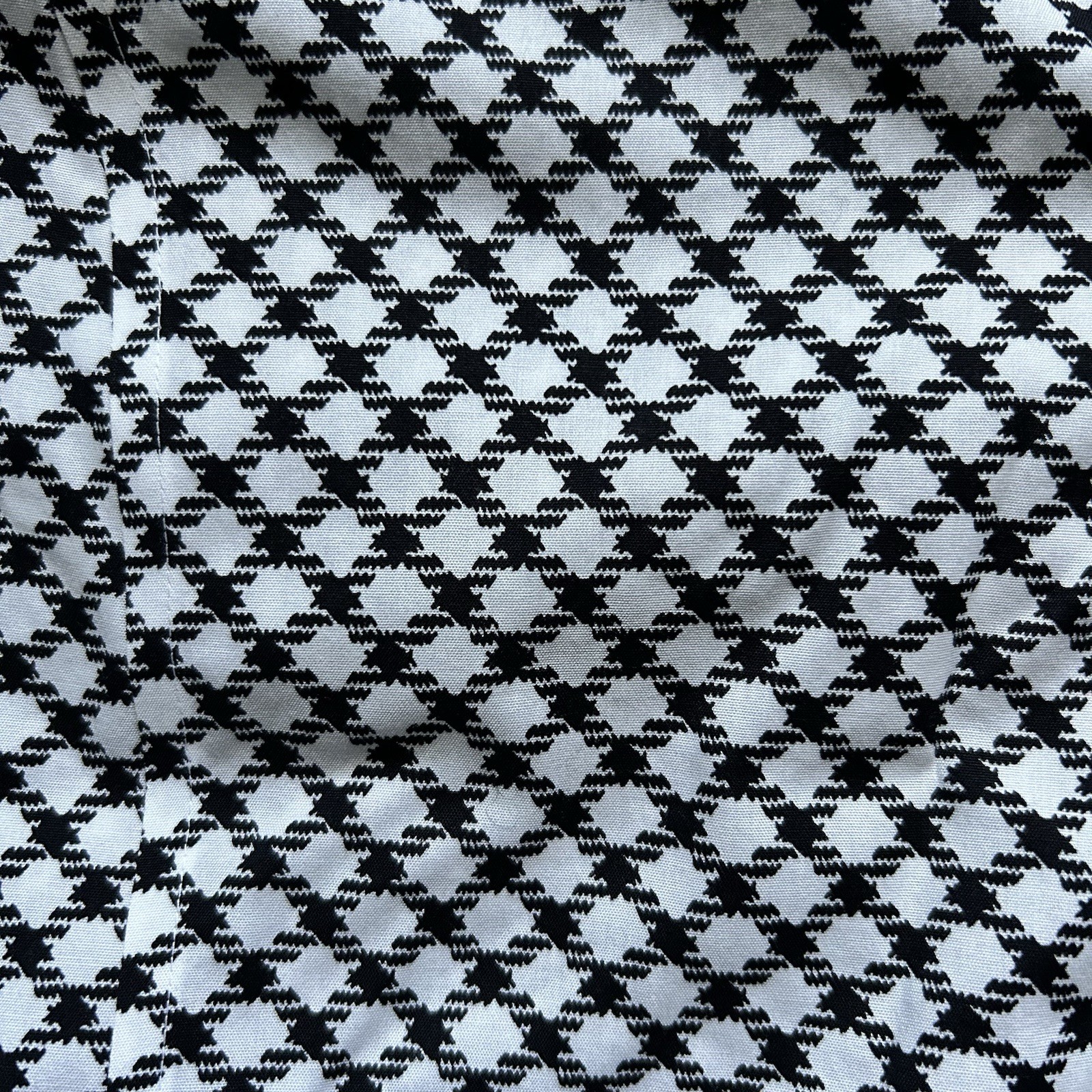 Talbots Haberdashery Petite Wrinkle Resistant White Black Print Blouse Shirt 14P