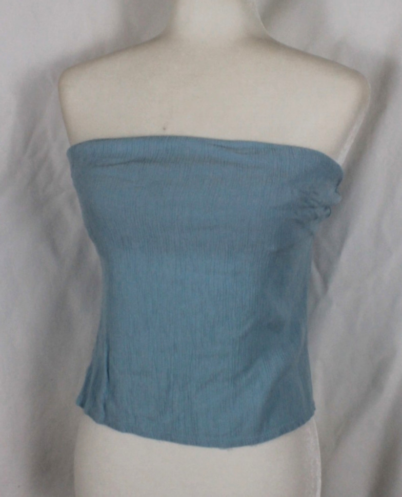 Pen & Paper Light Blue Tube Top Woman Size Large Built in Bra Stretch Comfy