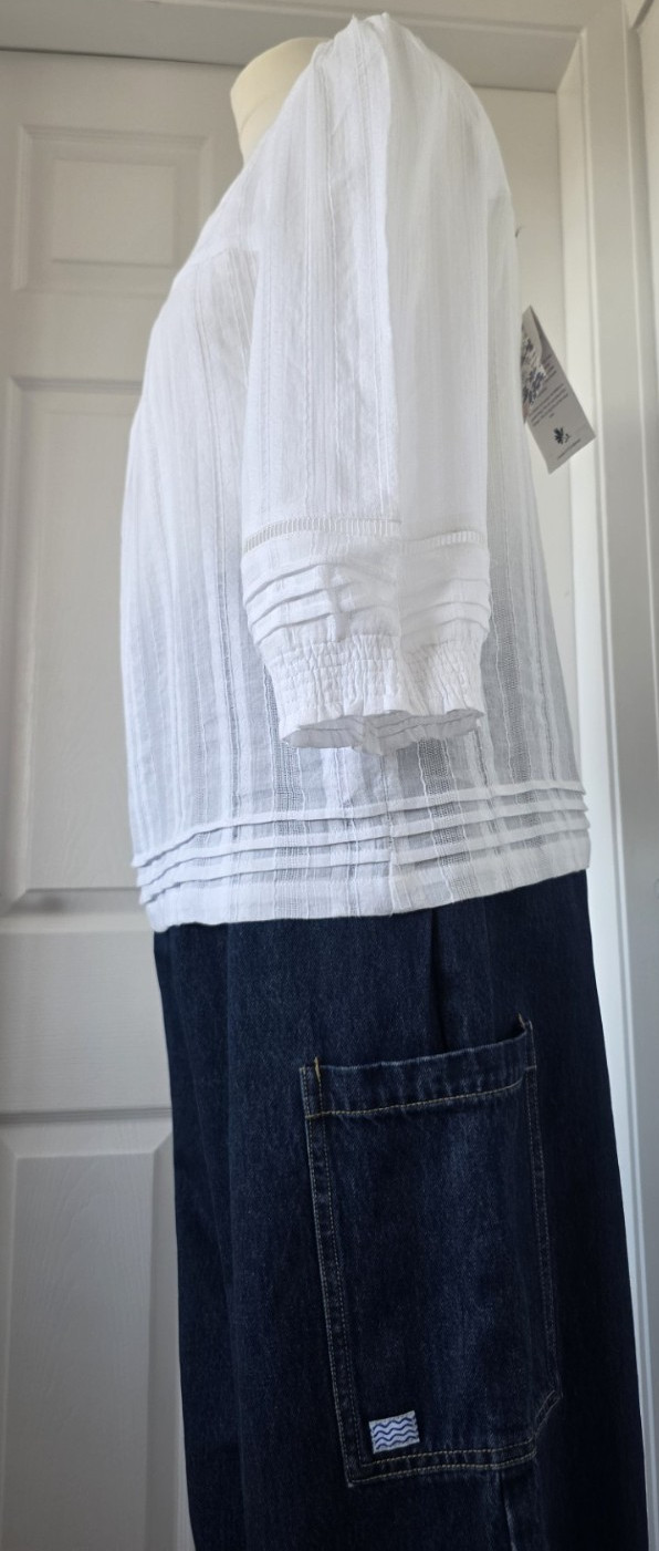 Pretty Lily & Me Poppy Pintuck Top, White Stripe UK10 BNWT #SummerReady Free P&P