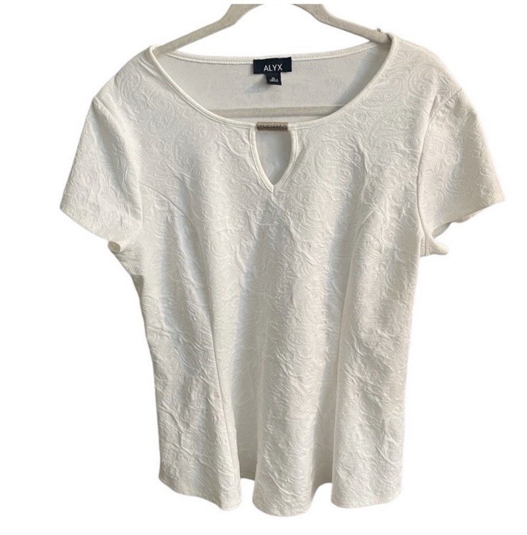 ALYX White Raise Textured Print withh small front cutout detail. XL