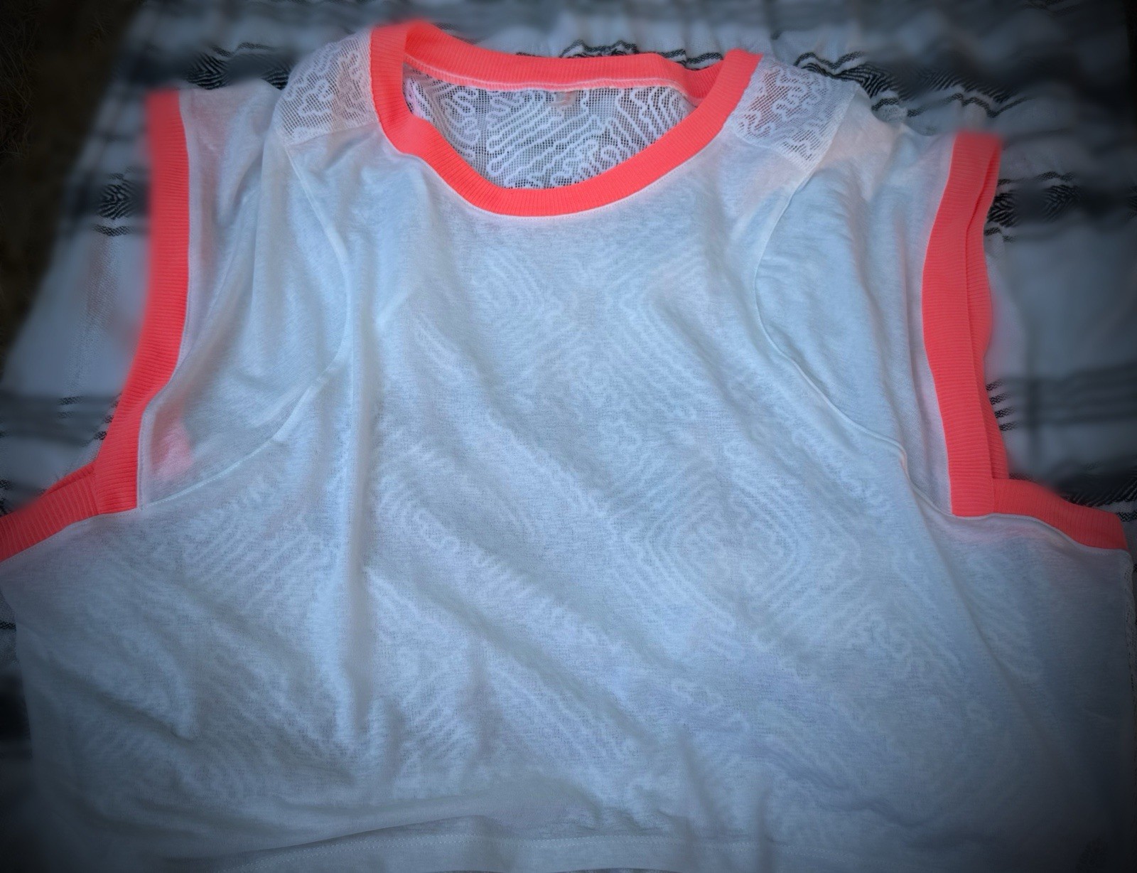 FREE PEOPLE Movement Women’s Sheer Mesh Tank Top Contrast Trim Size L