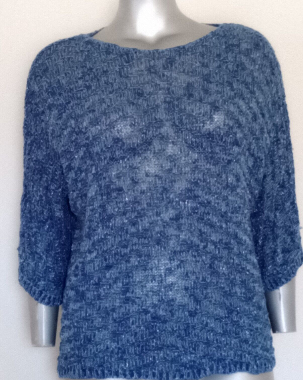 PLUS WOMEN’S KNIT SHEER YARN W/Thread silver metallic accent BLOUSE TOP Size 2X