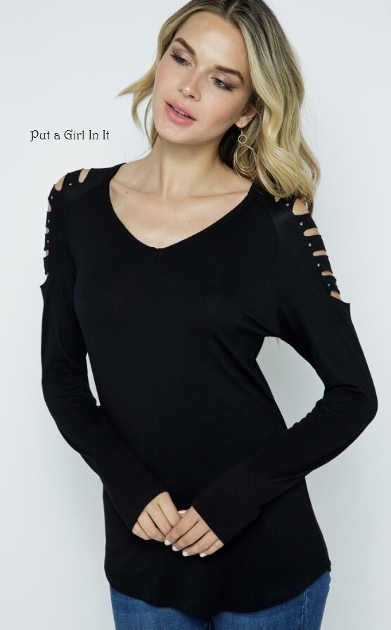 New VOCAL Womens BLACK CRYSTAL LASER CUT BLING TUNIC SHIRT S M L XL 1X 2X 3X