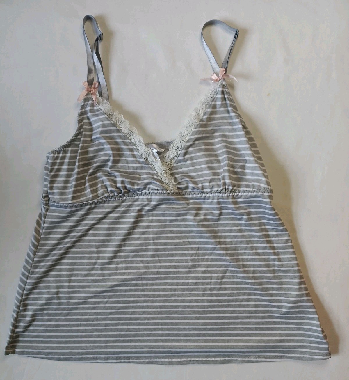 Marilyn Monroe Camisole Black White Striped Spaghetti Strap Lace Bow Size Large