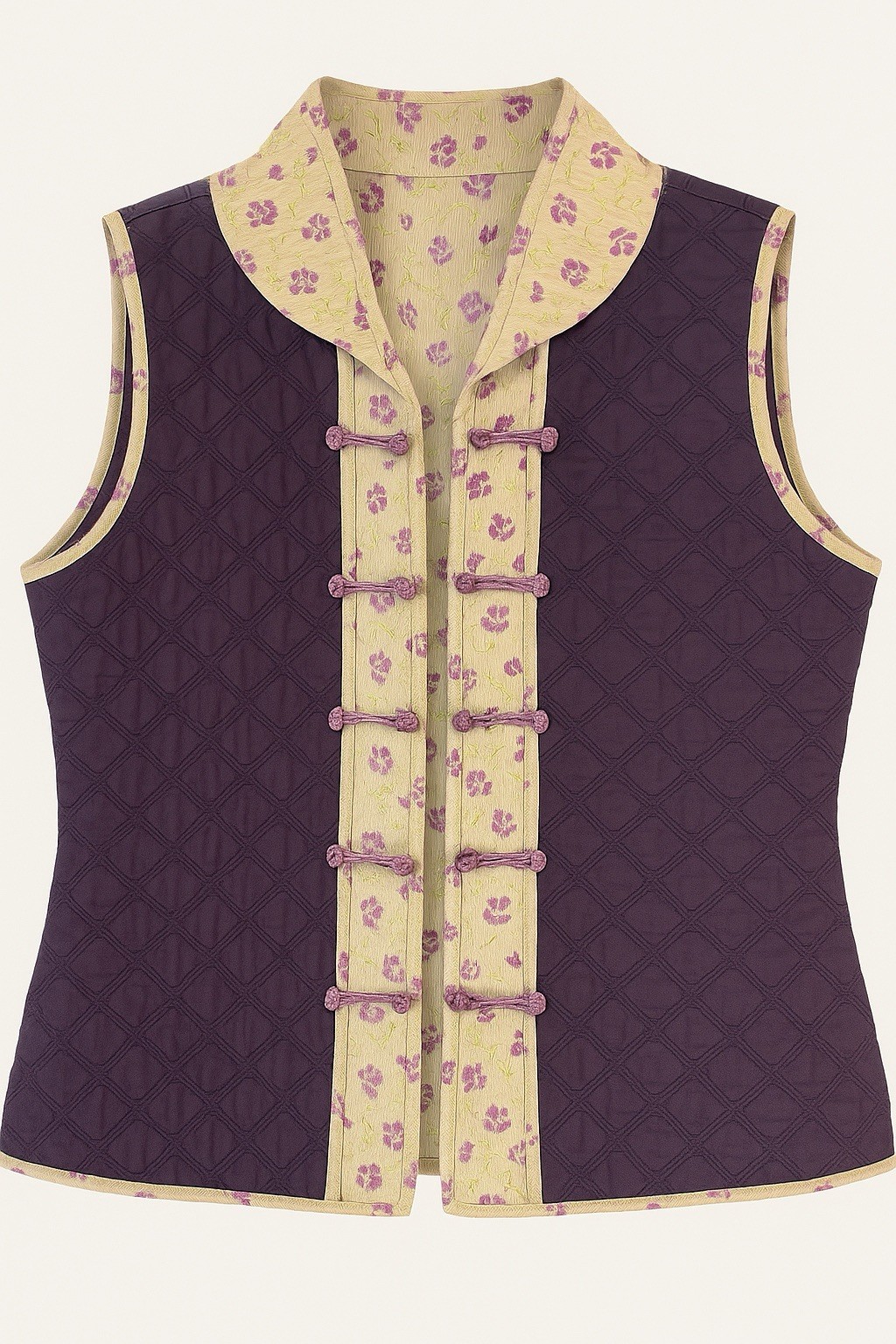 Rising Phoenix Med VTG Women’s Reversible Quilted Silk Blend Vest Asian Style