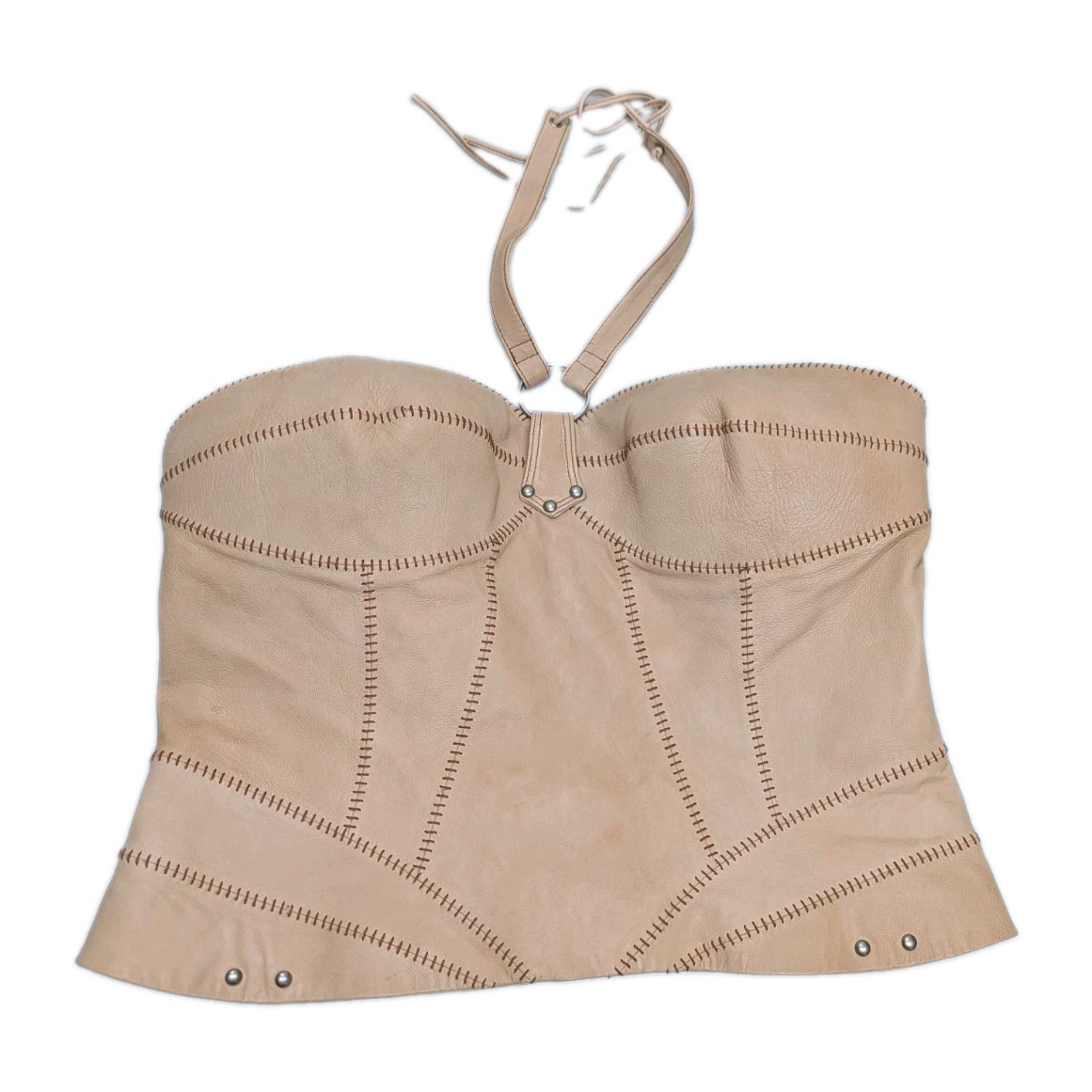 Harley Davidson Leather Halter Corset Laced Top Shirt Womens Large 14 Motorcycle