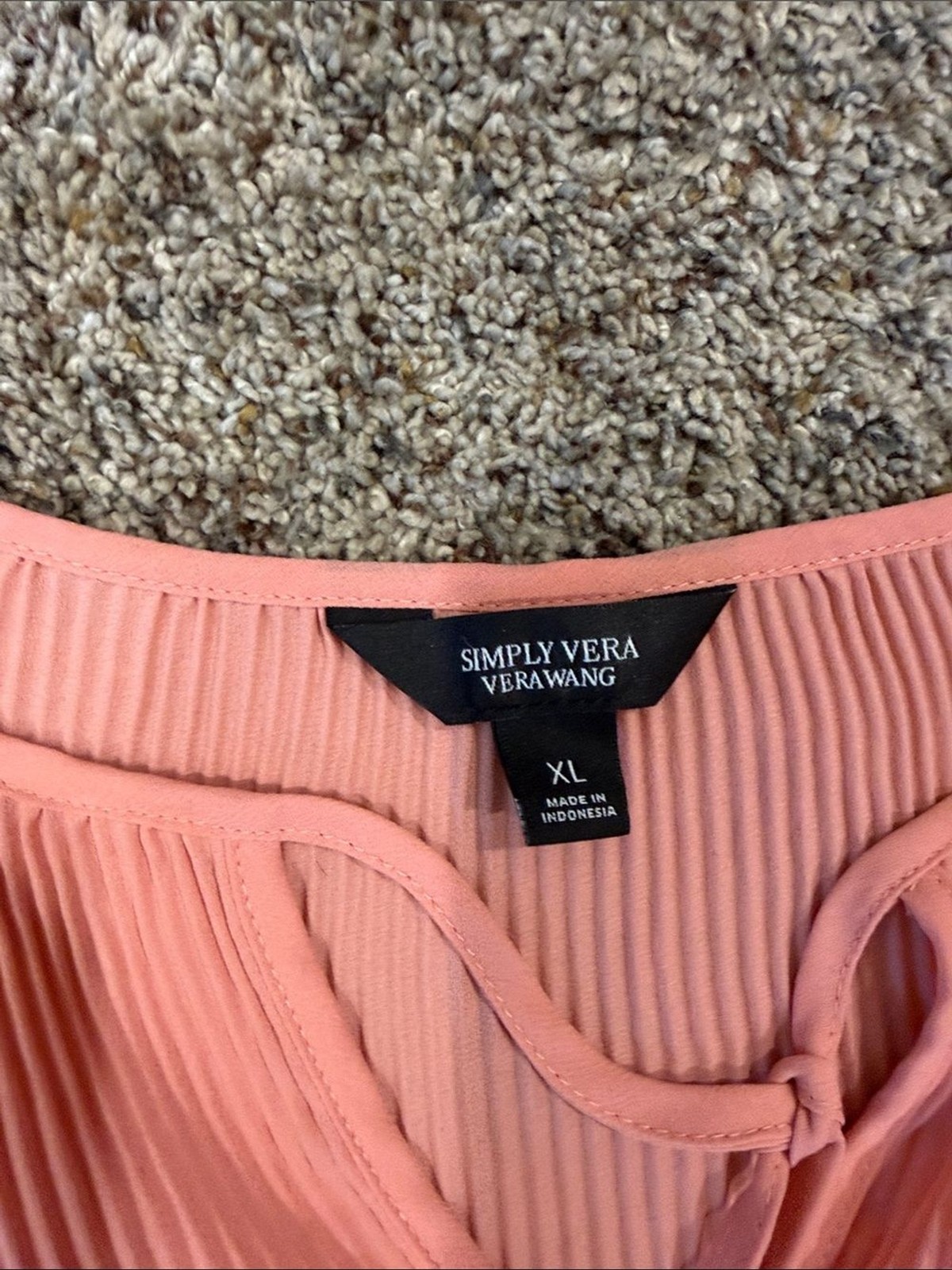Simply Vera Vera Wang Peach Tie-Front Ribbed Blouse