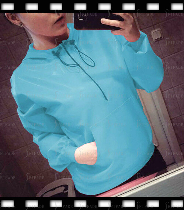 Latex Sports Hoodies Unisex Loose Design Neck Drawstring Short Zip Customize G43