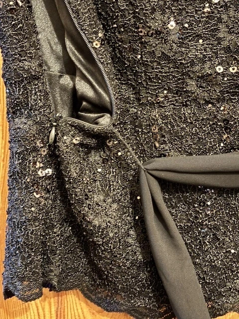 Jacques Vert Black Sequin Lace Top Size 10 Evening Occasion Party Blouse