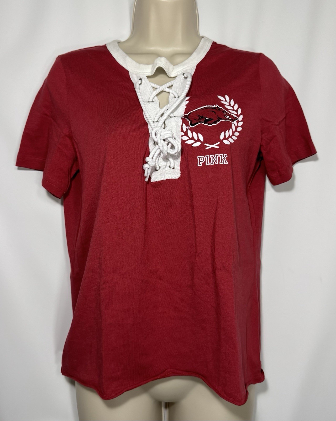 Victoria Secret Women’s Crossed String Lace Up Top Razorback Small Cardinal Red