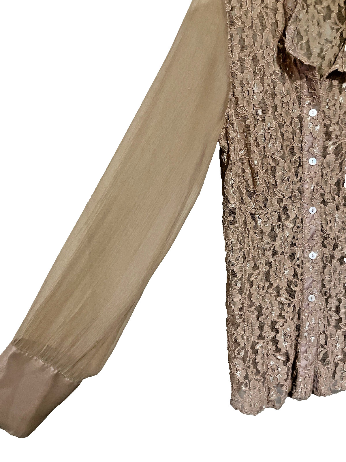 Vintage Spiegel Womens Size 12 Rose Button Lace Blouse Long Button Sleeves