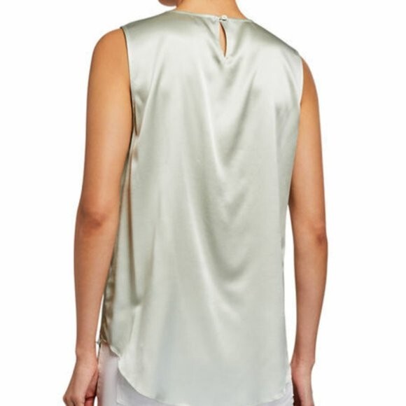 NWT Eileen Fisher Mist Stretch Silk Charmeuse Round Neck Tank Size S/P $188