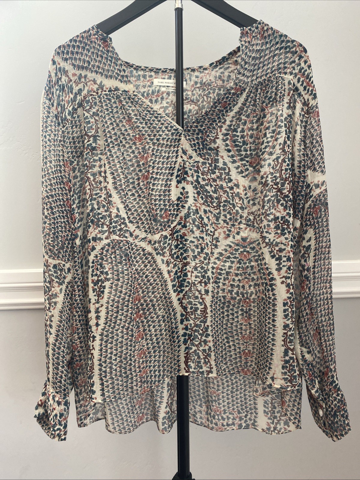 Isabel Marant Etoile Women’s Floral Printed Cotton Blouse Tunic Top Chic M 38 F