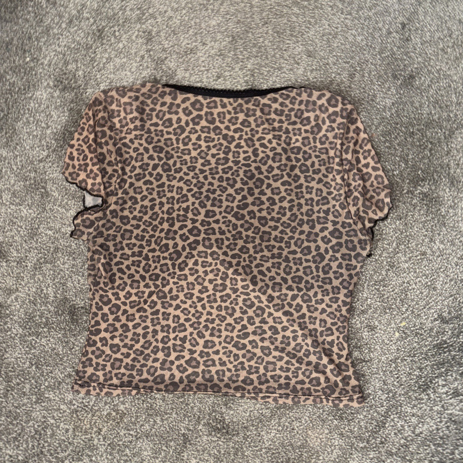Y2K Leopard Print Baby Tee UK M Indie Sleaze Mob Wife McBling Tie Front Top