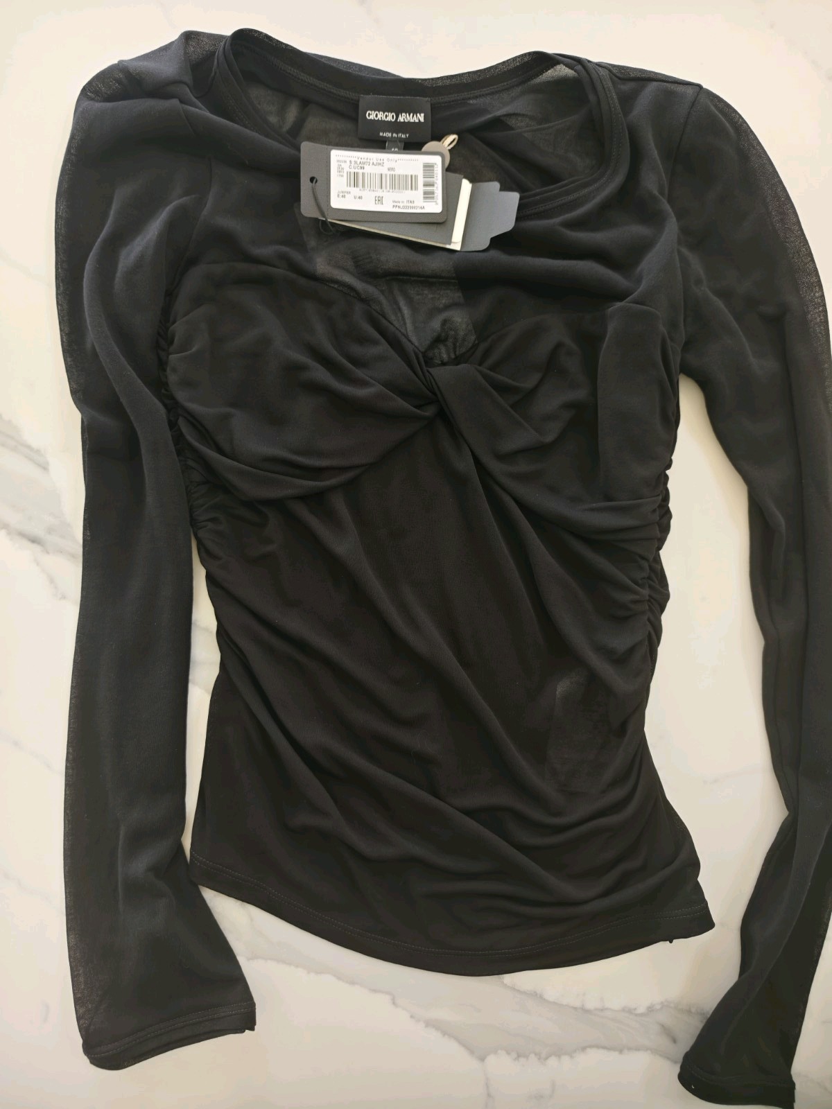 NWT Giorgio Armani Black Sheer Mesh Sweetheart, Bustier Top – Size 4