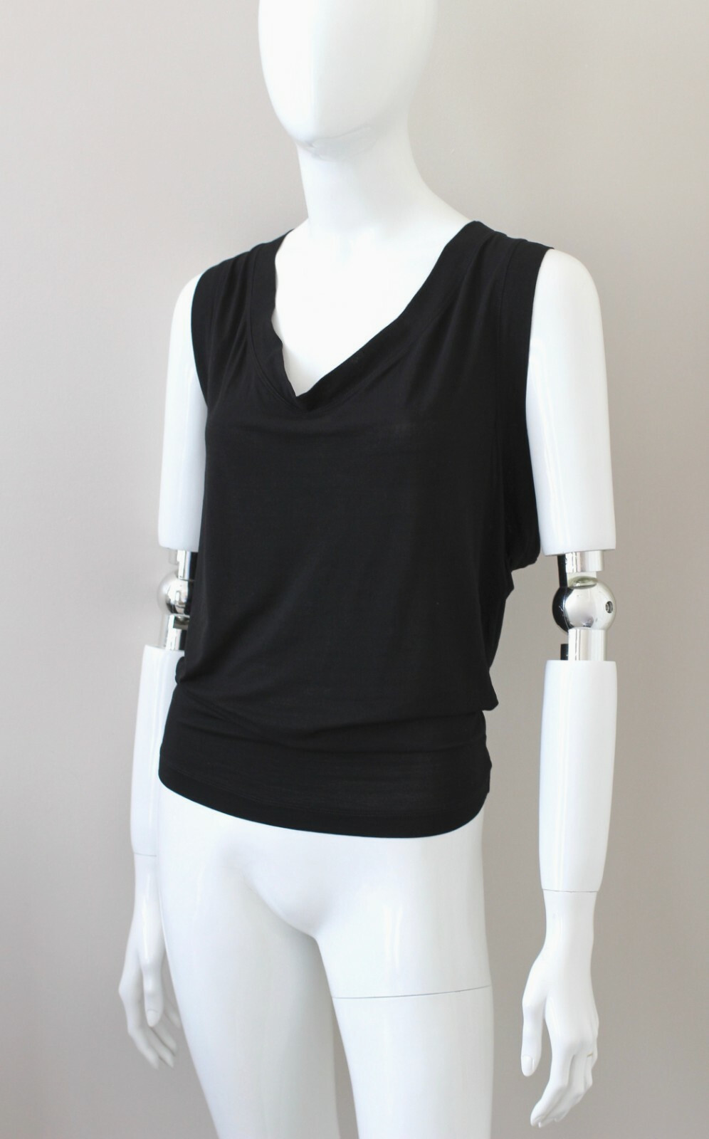 PLEIN SUD Faycal Amor vintage black top blouse T-Shirt sleeveless FR40 UK10-12