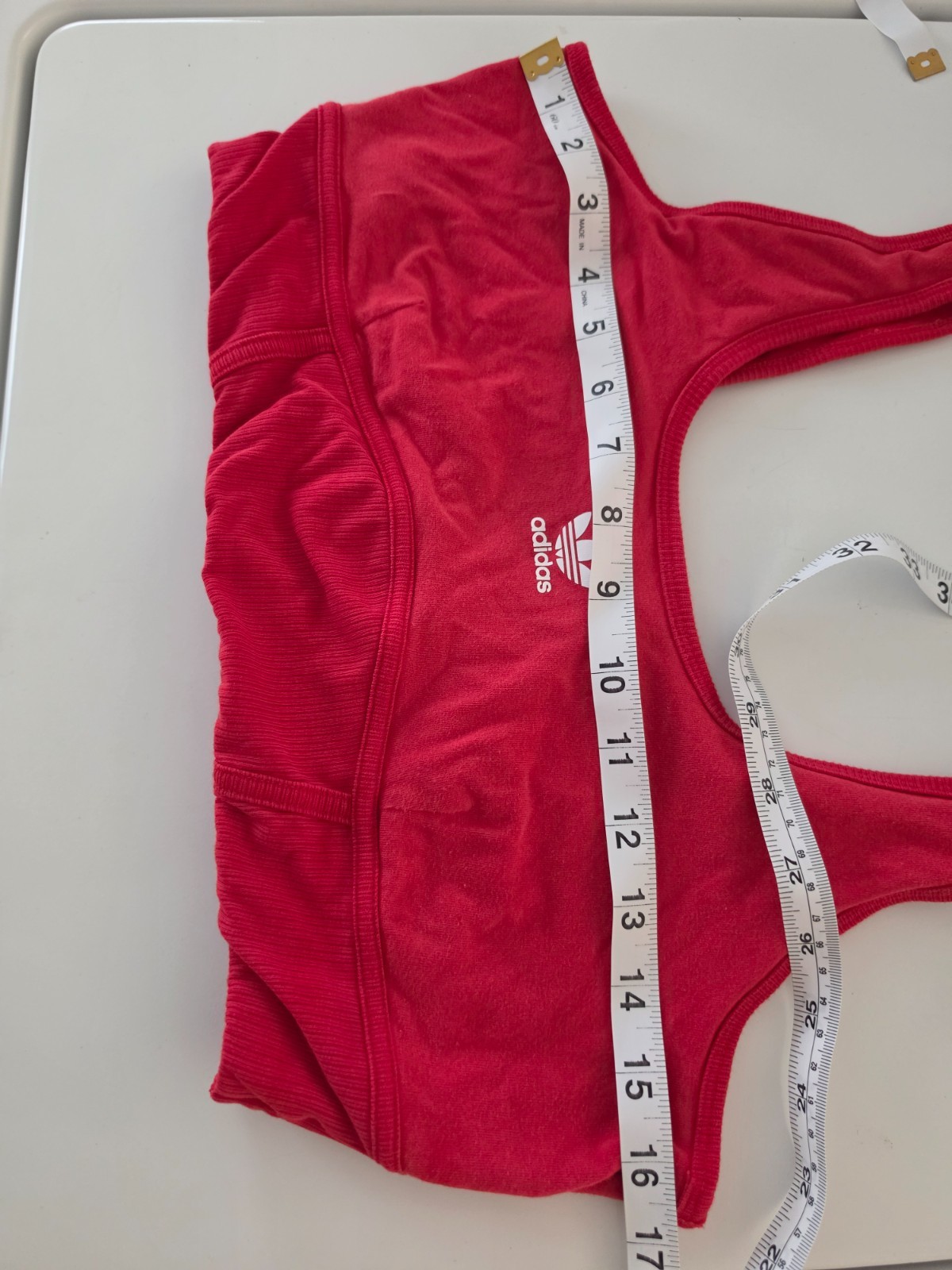 Adidas Originals red crop top / bralette, scoop neckline, embroided logo, size L