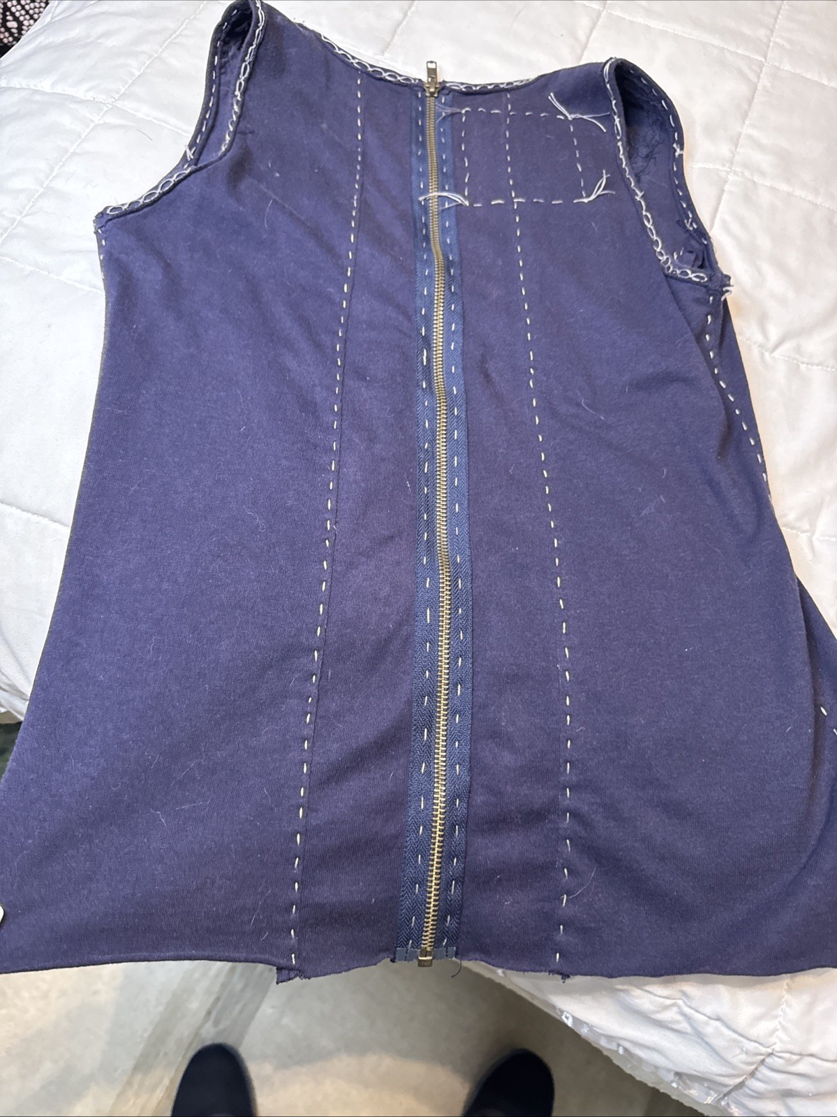 Project Alabama Handmade Navy Top Brass Tone Embellishments Zip Back RARE Small