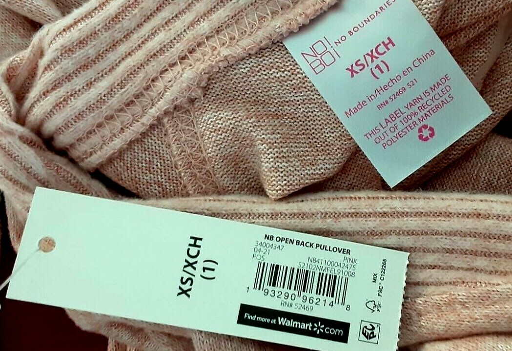 No Boundaries Open Back Long Sleeve Kangaroo Pocket Pink Pullover Sze XS (1) NWT