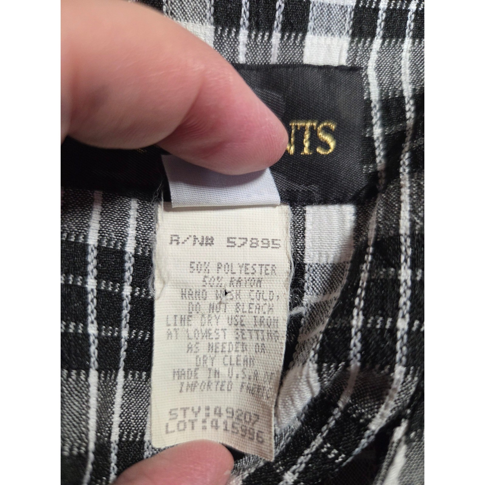 Requirements Womens Plaid Seersucker Button Down Tunic Blouse Black White Small